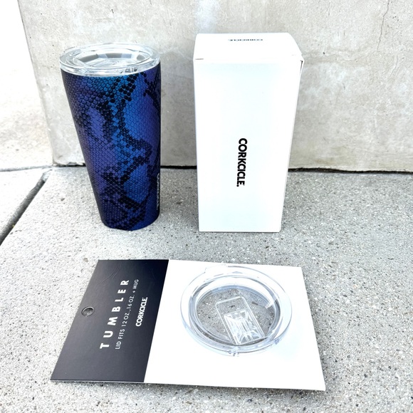 CORKCICLE rainboa TUMBLER snakeskin print iridescent rainbow EXTRA LID NEW 16oz - Picture 3 of 10